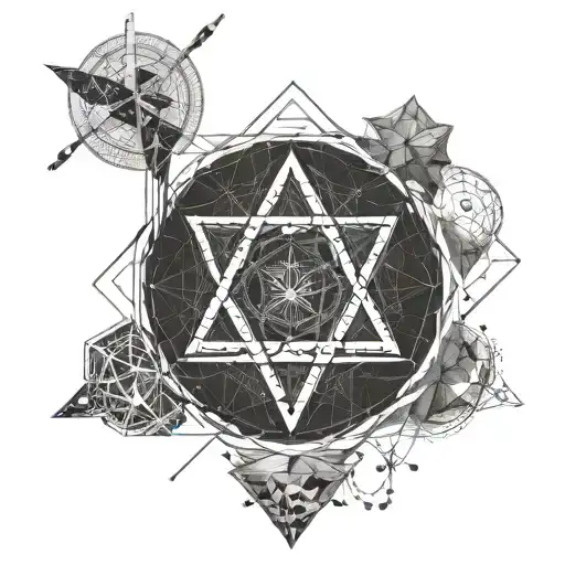 Sacred Geometry Symbol Intertwined With Stock Market Graphs