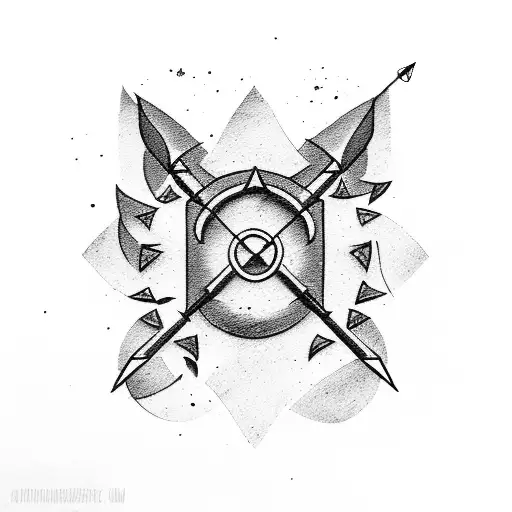 Arrow On Fire Stuck In Shield