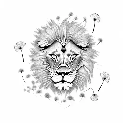 Lion With A Dandelion