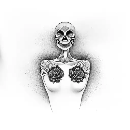 Skinny Lady With Skull Chest