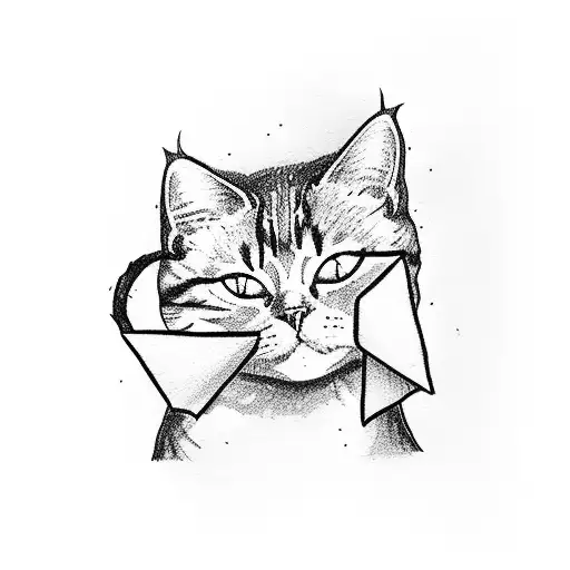 Paper Airplane Flying Around A Cat Outline