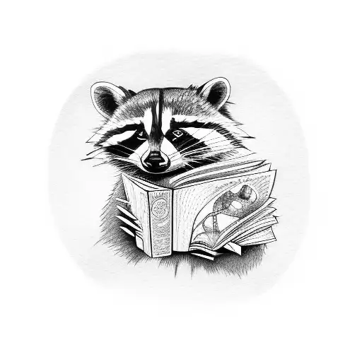 Raccoon Reading A Book
