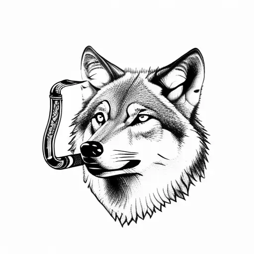 Wolf Smoking A Tabacco Pipe