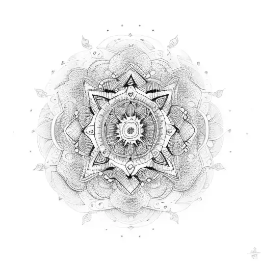 A Dotwork Mandala With Symbols Representing Faith And Spirituality