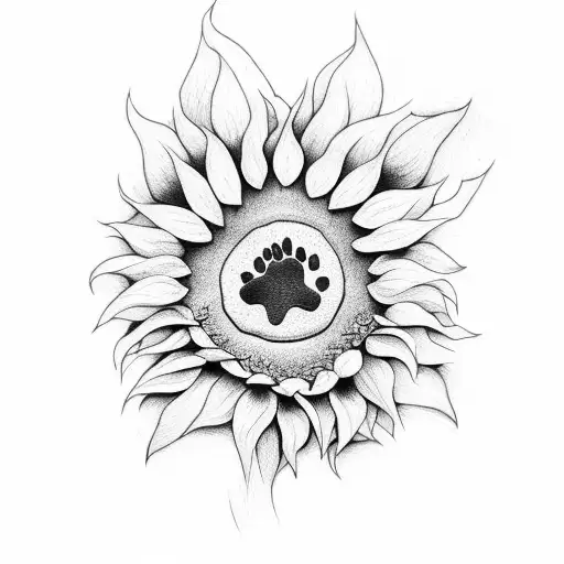 Dog Paw With Sunflowers
