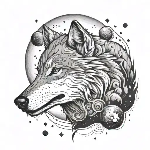 Wolf Surrounded Planet Mars Moon