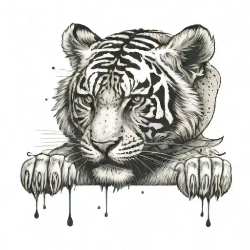 A Tiger With A Peaceful Expression Praying