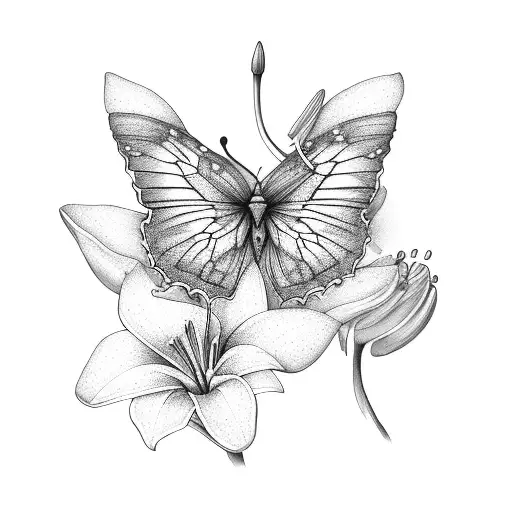 4 Butterflys With Lillys In The Background