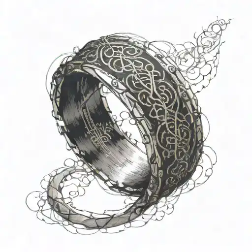 The One Ring With Elvish Script Wrapped Around The Forearm Like A Bracelet