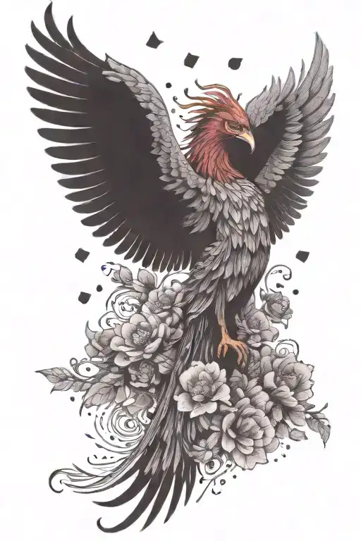 A Phoenix Rising From A Field Of Colorful Flowers Wrapping