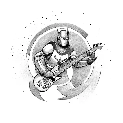 Super Hero With Guitar As Weapon
