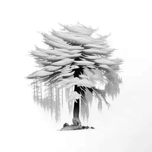 A Beautiful Larch With Surrounding Plants And Bushes