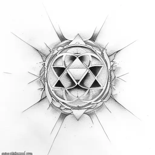 Four Elements Combined In Fine Line Style