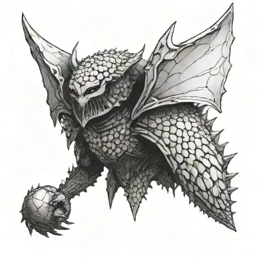 A Dark And Gritty Dotwork Tattoo Of The Behelith Of Griffith From Berserk