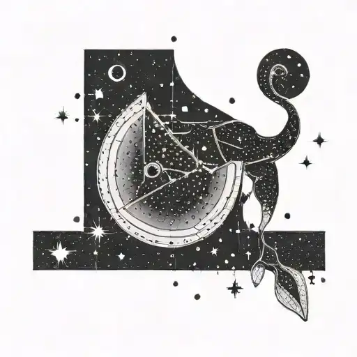 An Intricate Aquarius Constellation Design With Watermelon Slices Incorporated Into The Stars