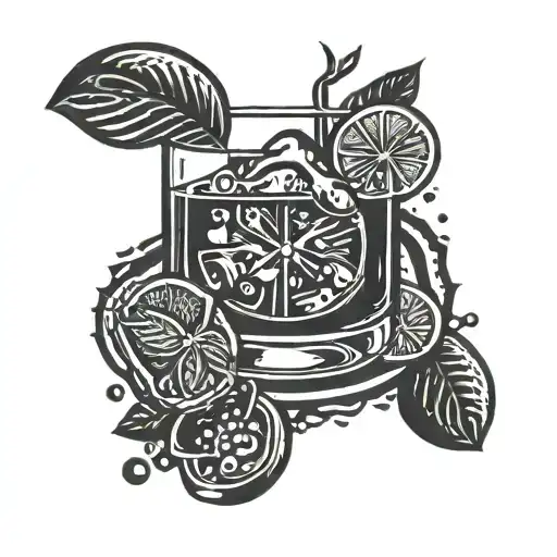 A Negroni Cocktail With A Vinyl Record Spinning In The Background