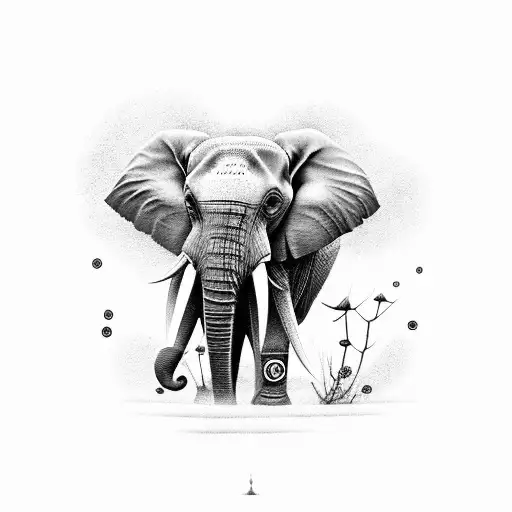 Elephant With Lotus