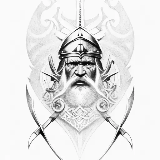 Viking Warrior Looking At Valhalla Staircase