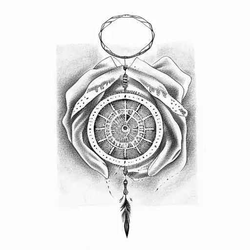 Broken Clock And Dream Catcher Hanging