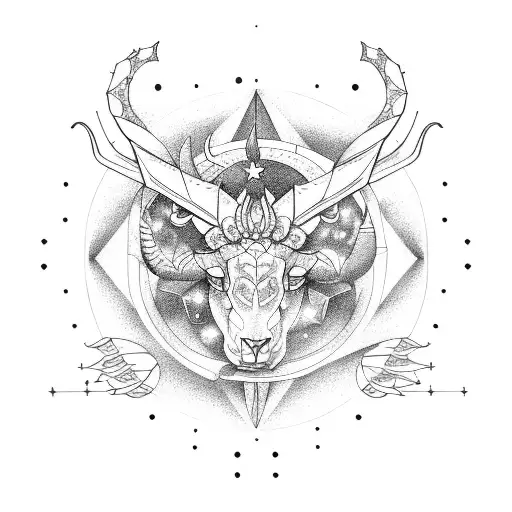 A Leo And Capricorn Constellation Merged Into A Mythical Creature