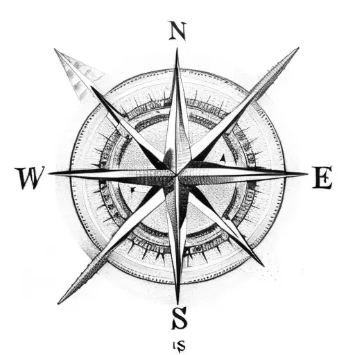 A Compass Rose Intertwined With A Bicycle Chain