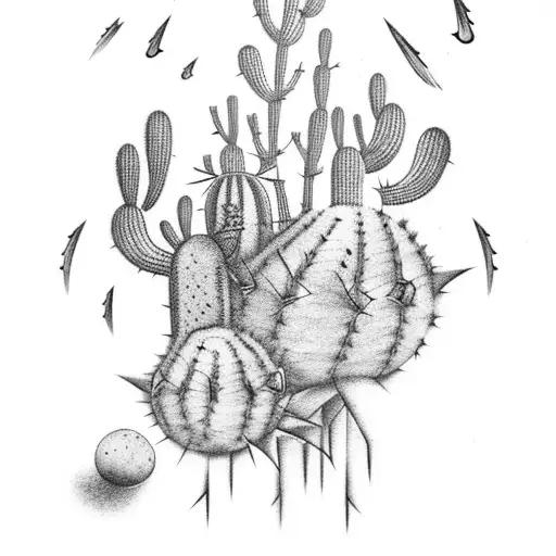 Cactus With Hawk About To Land On It