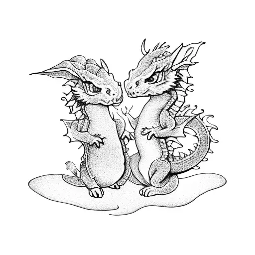Dragon Holding Cute Bunnies