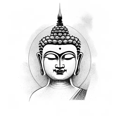 A Buddha Head Watching The Endless Space