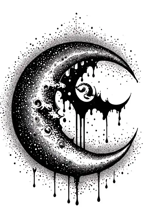 Crescent Moon With Blood Coming