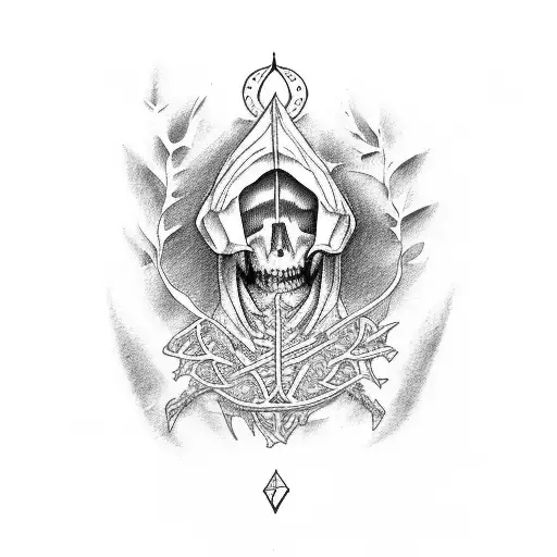 Skelton Experiening Grief On A Tarot Card