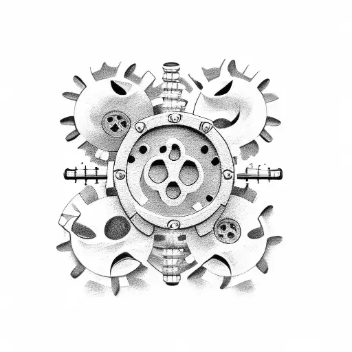A Dog Paw Print Intertwined With Mechanical Gears