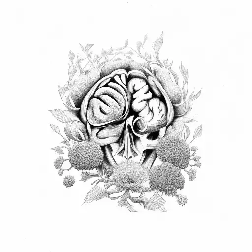 Flowers Growing From A Brain While Darkness Eats It From Underneath