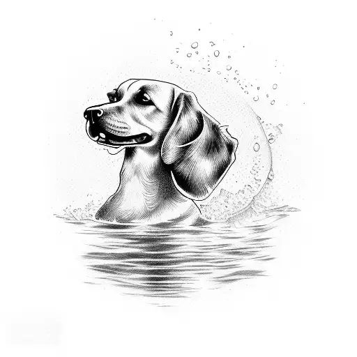 Dog Carrying Duck With Water In Background