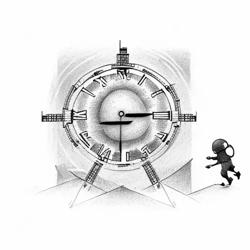 Engineer Building A Clock Tower With Kids Playing Football In The Foreground