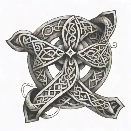 A Data Knot Centered Within A Celtic Cross