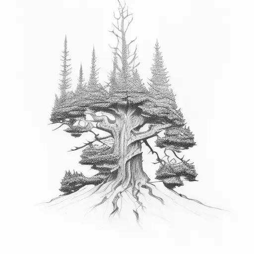 Cedar Tree And Redwood Tree And Oak Tree