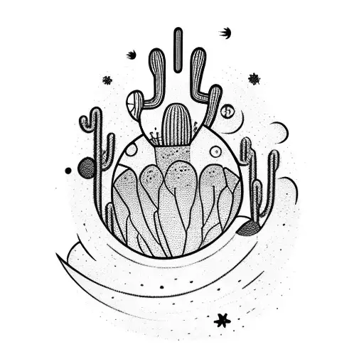 Cactus With Spaceship Over It