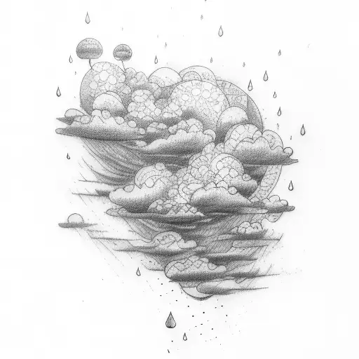 Tattoo Sketch Of Rain And Clouds But More Abstract