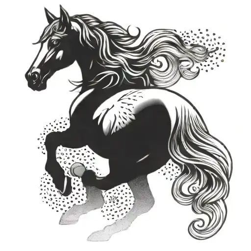 Majestic Stallion With A Lotus