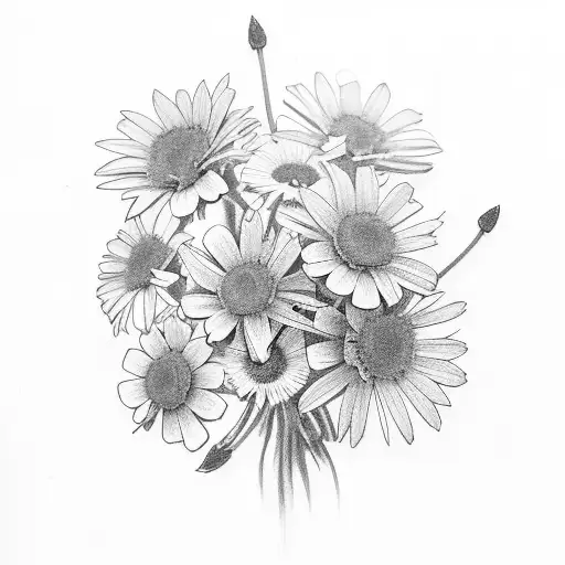 Pride Of Barbados Flowers In A Bouquet With Daisy Flowers