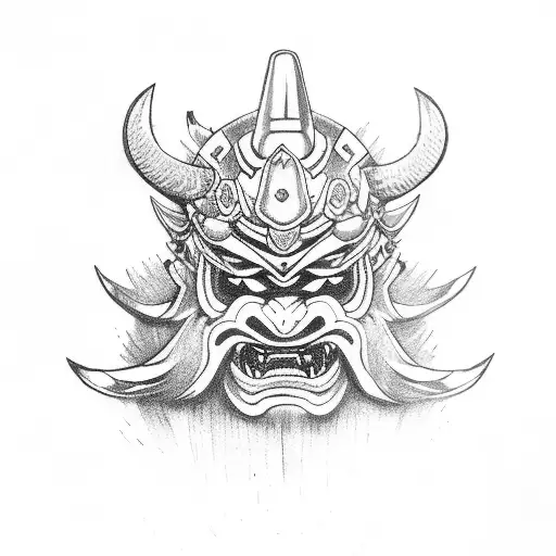 Oni Mask On Samurai