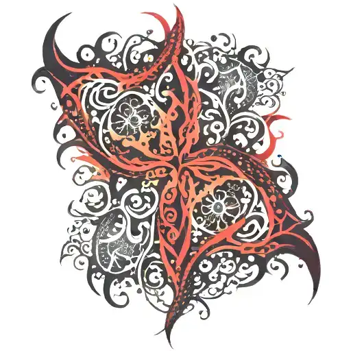 Gothic Red Tribal Flames Pattern
