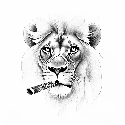 Lion Smoking Cigarrette