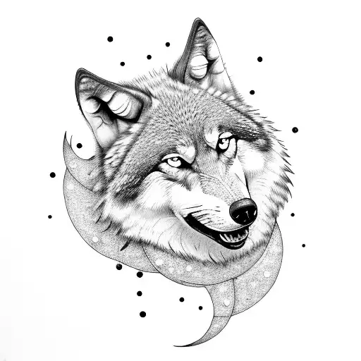 Wolf Moon Girl Balnk And Gold