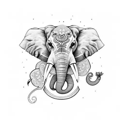 Elephant With Hibiscus