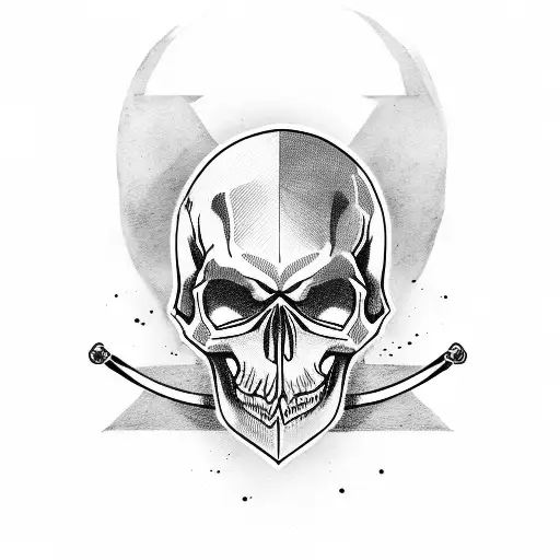 Simple Low Detail Skull With Sword