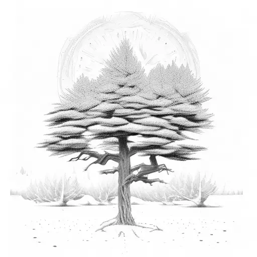 Cedar Tree And Redwood Tree And Oak Tree