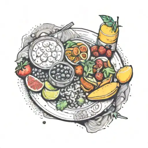 A Plate Of Delicious Food From Different Countries Arranged In A Colorful And Artistic Way