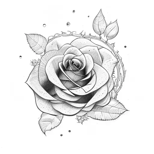 A With Rose Stem And Thorns