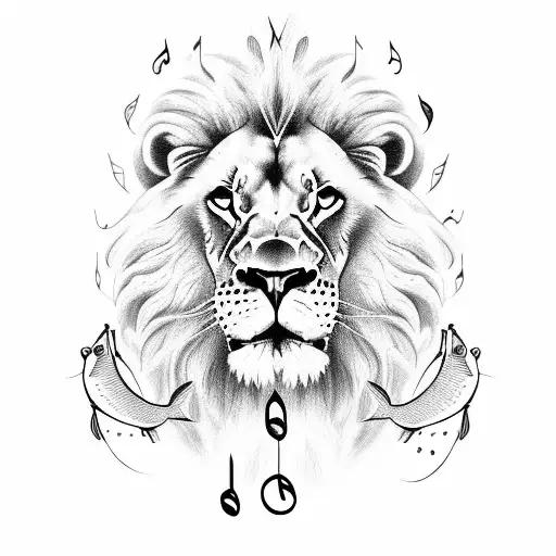 Lion With Fish And Music Note